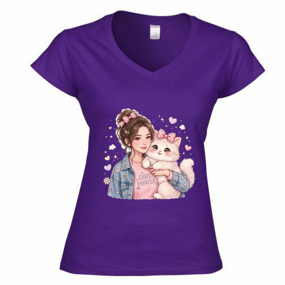 T-Shirt Donna Scollo V Girl Power