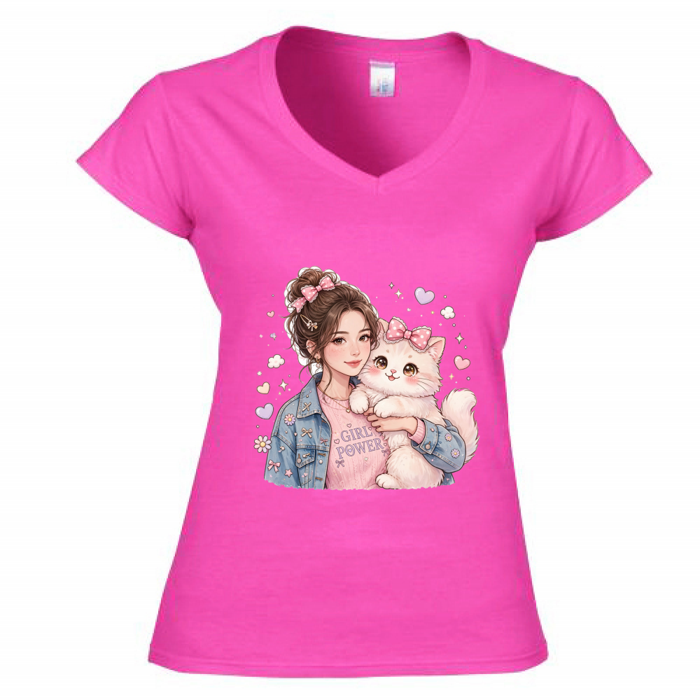 T-Shirt Donna Scollo V Girl Power
