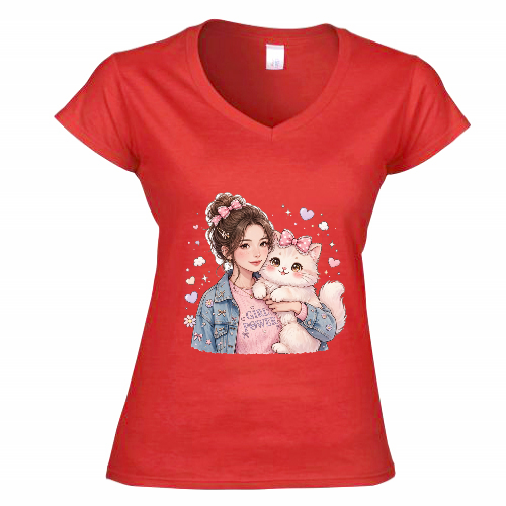 T-Shirt Donna Scollo V Girl Power