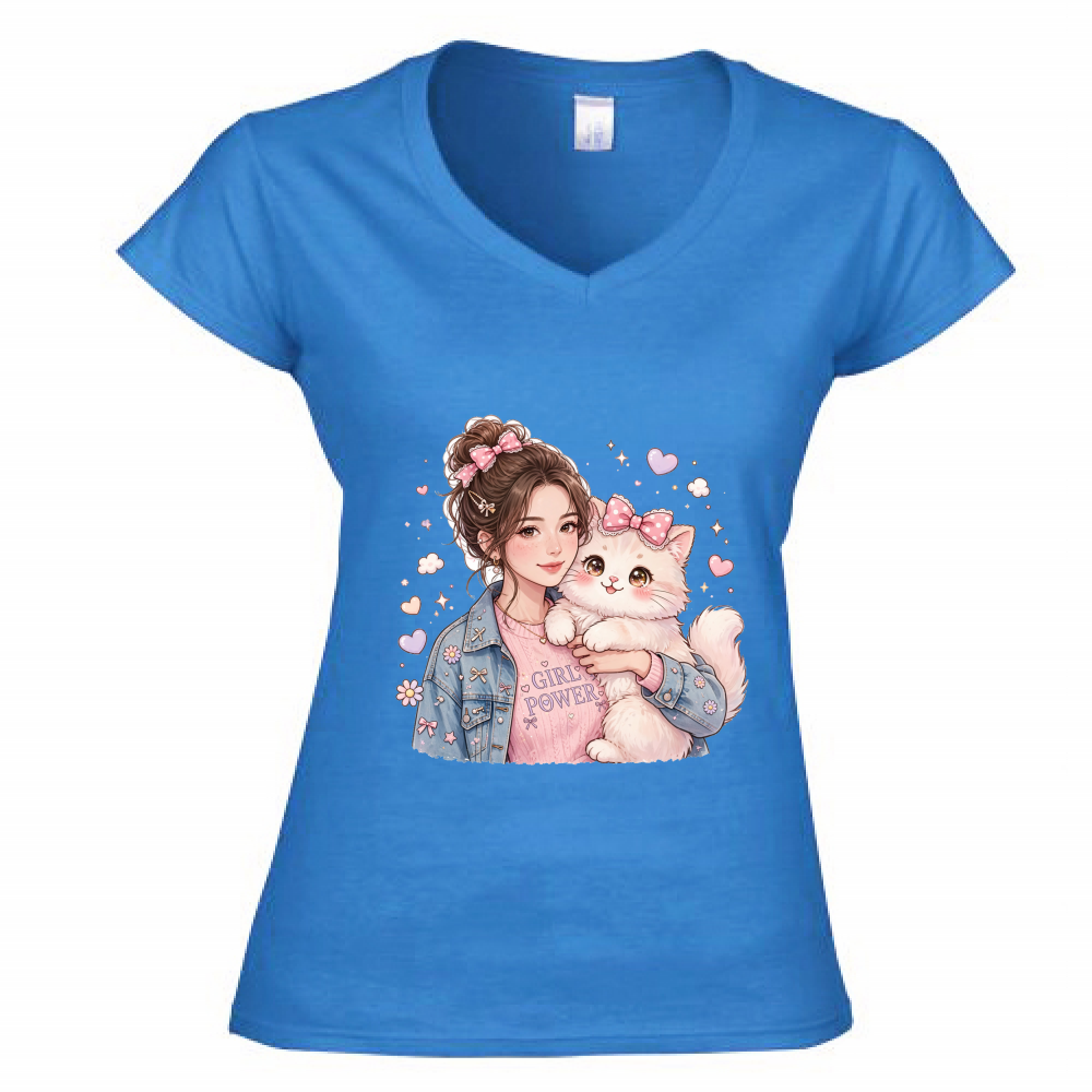 T-Shirt Donna Scollo V Girl Power