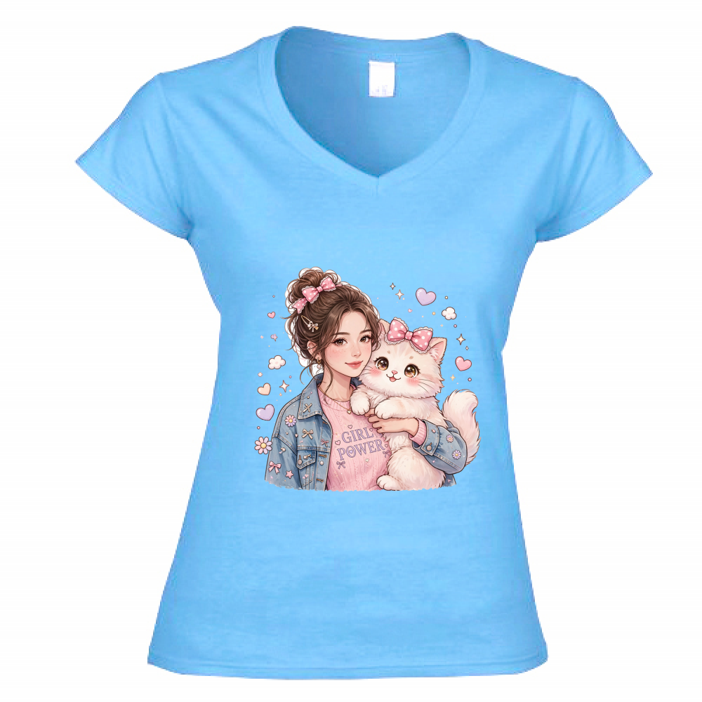 T-Shirt Donna Scollo V Girl Power